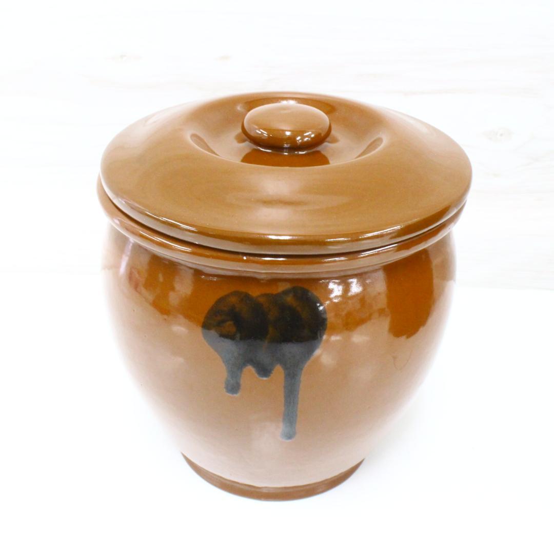 ◇美品 常滑焼 久松窯 切立 陶器瓶 5号＆ミニ瓶0.8号 蓋付き 梅干漬け瓶