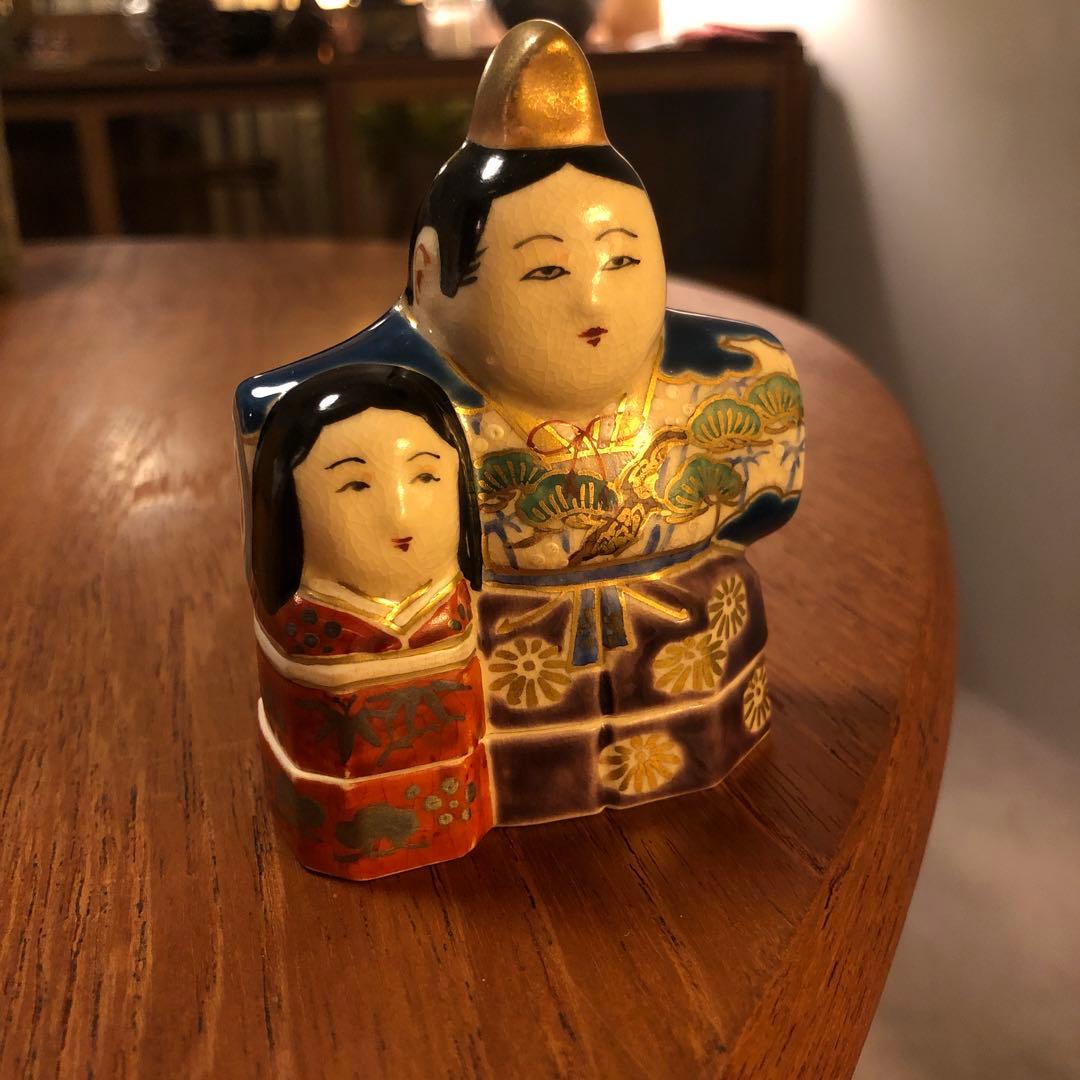 香合　雛人形　陶器　宝泉作　立ち雛