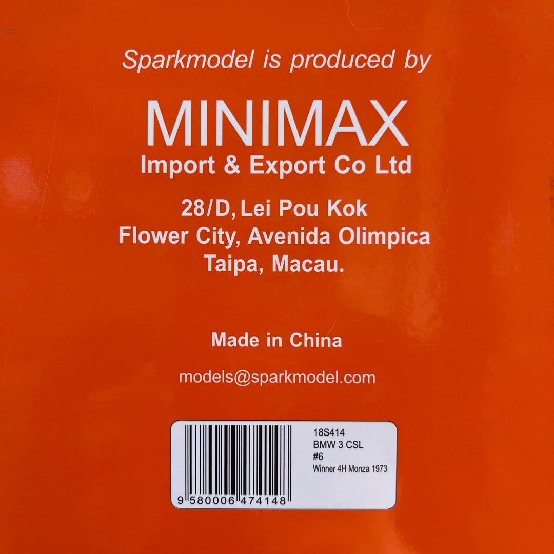 【ミニカー 希少】1/18 スパークモデル  3.0 CSL #6