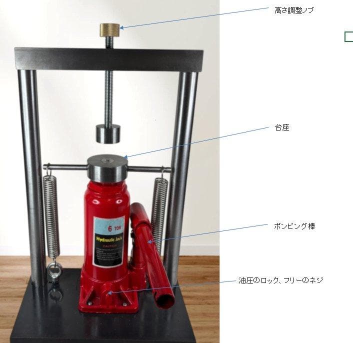 超小型　卓上　6t油圧プレス　ジュエリー　軽金属クラフト　レザークラフト