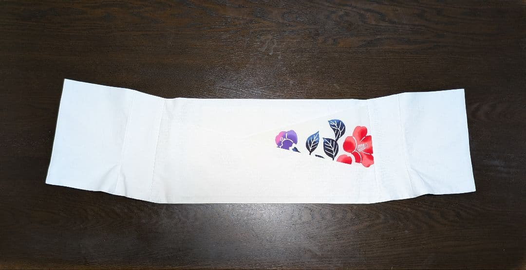 ハンドメイドお祭り白腹巻「巻風椿」ウエスト約85〜90cm