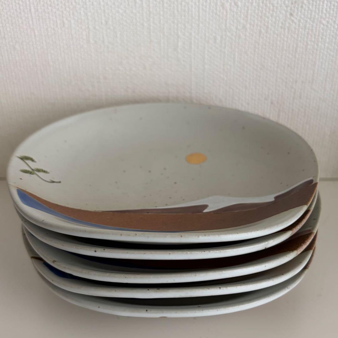 【新品未使用】九谷焼 秋月 皿揃 5枚 木箱入 Kutani ware