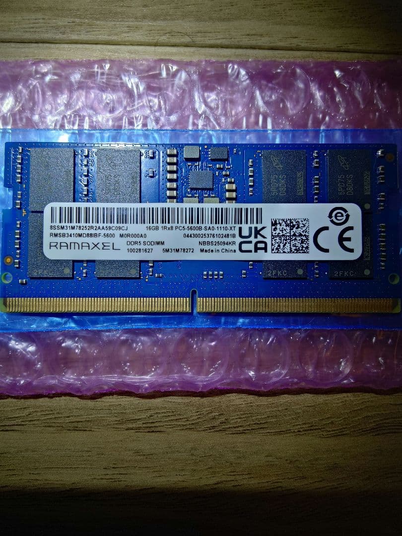 RAMAXEL DDR5 16GB SODIMM PC5-5600 ノートメモリ