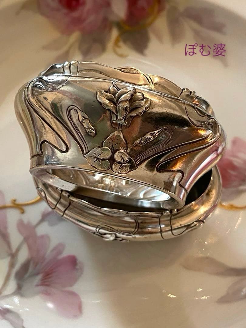 【フランス／H.スフロ】純銀 クリスタル／ソルトセラー 調味料入れ ２個セット