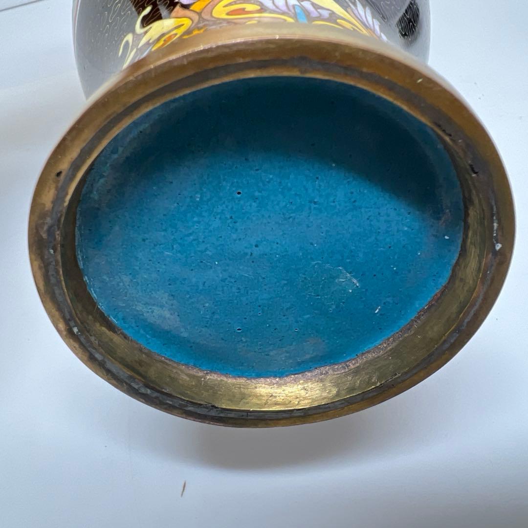 七宝　花瓶　花蝶文　高さ34.5cm 東K8-0227☆1Fトヒウサ