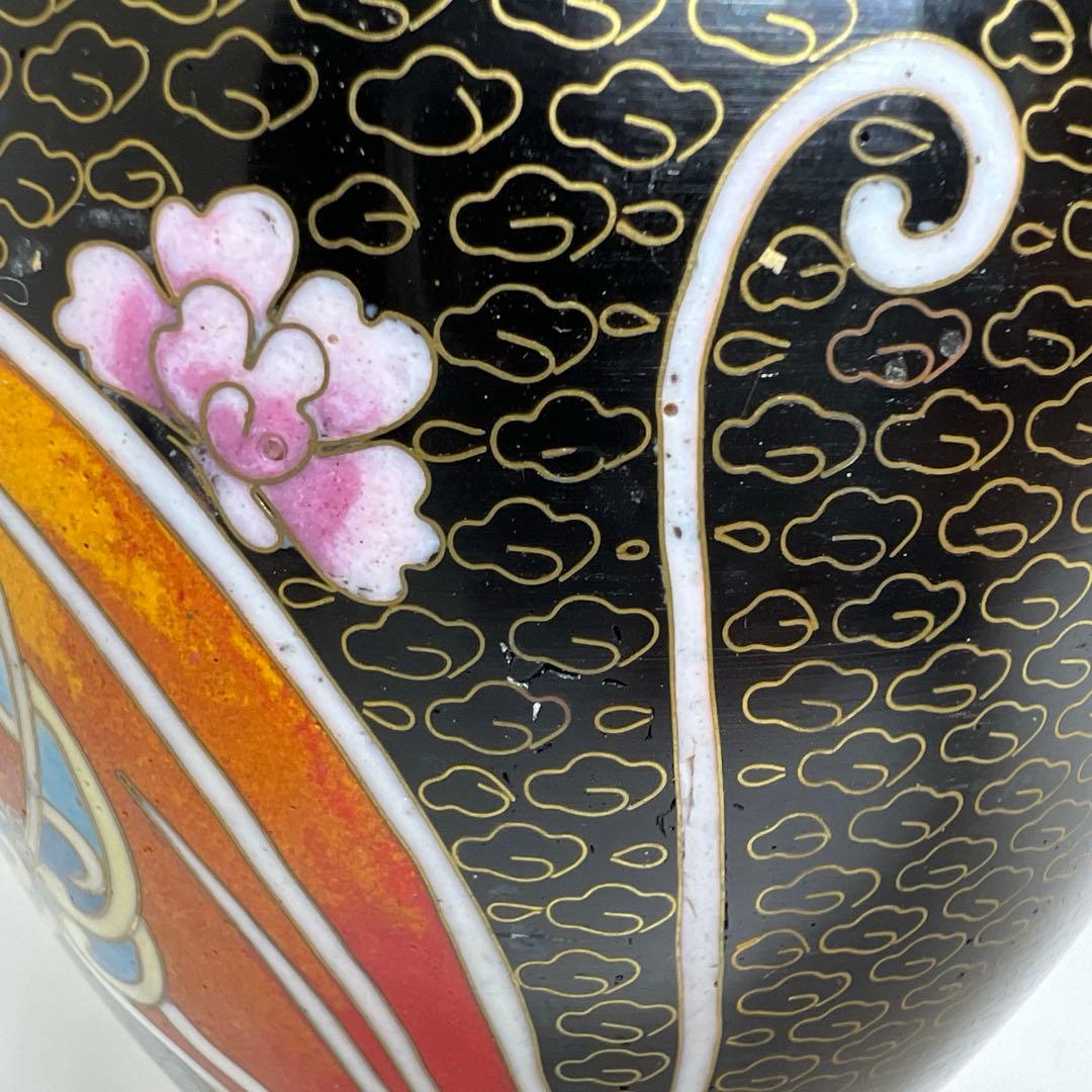 七宝　花瓶　花蝶文　高さ34.5cm 東K8-0227☆1Fトヒウサ