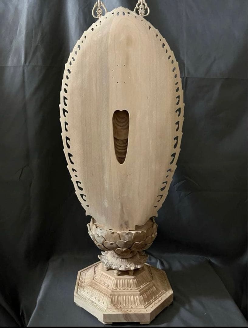 大迫力　高80cm　井波彫刻　仏教工芸品　木彫仏像　千手観音菩薩立像