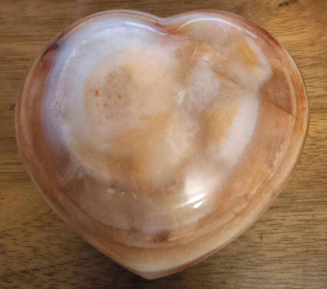 天然石　ハートのカーネリアンとローズクォーツ　２点セット