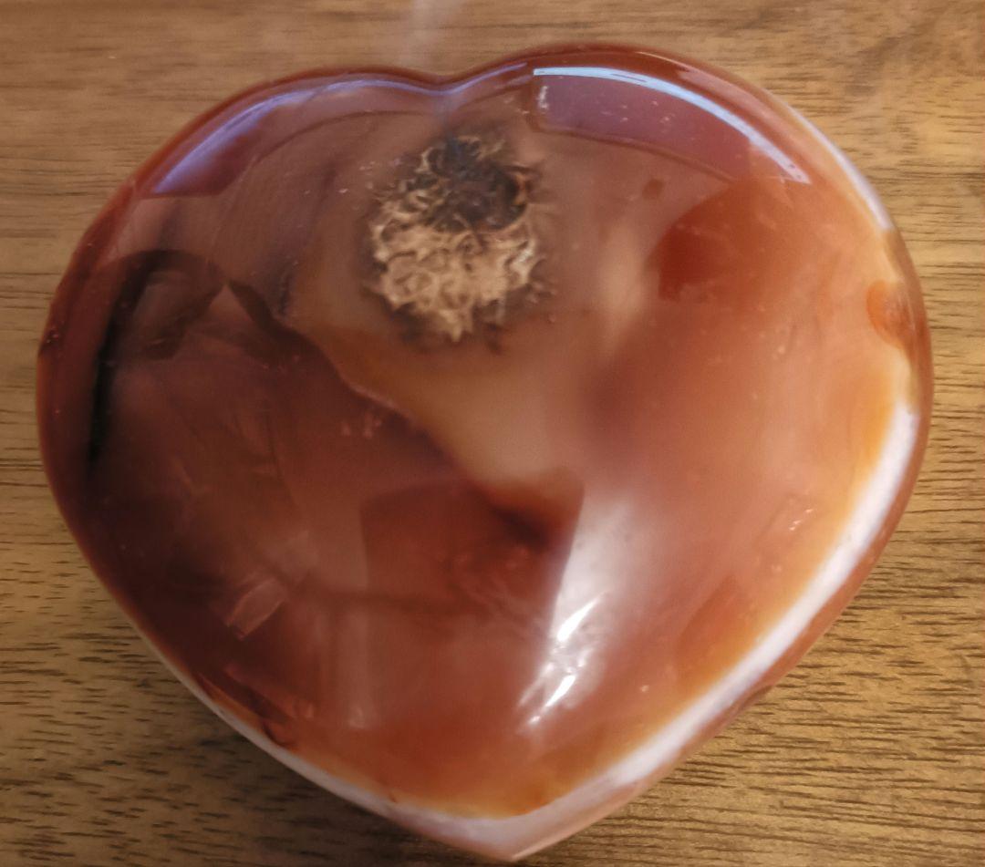 天然石　ハートのカーネリアンとローズクォーツ　２点セット