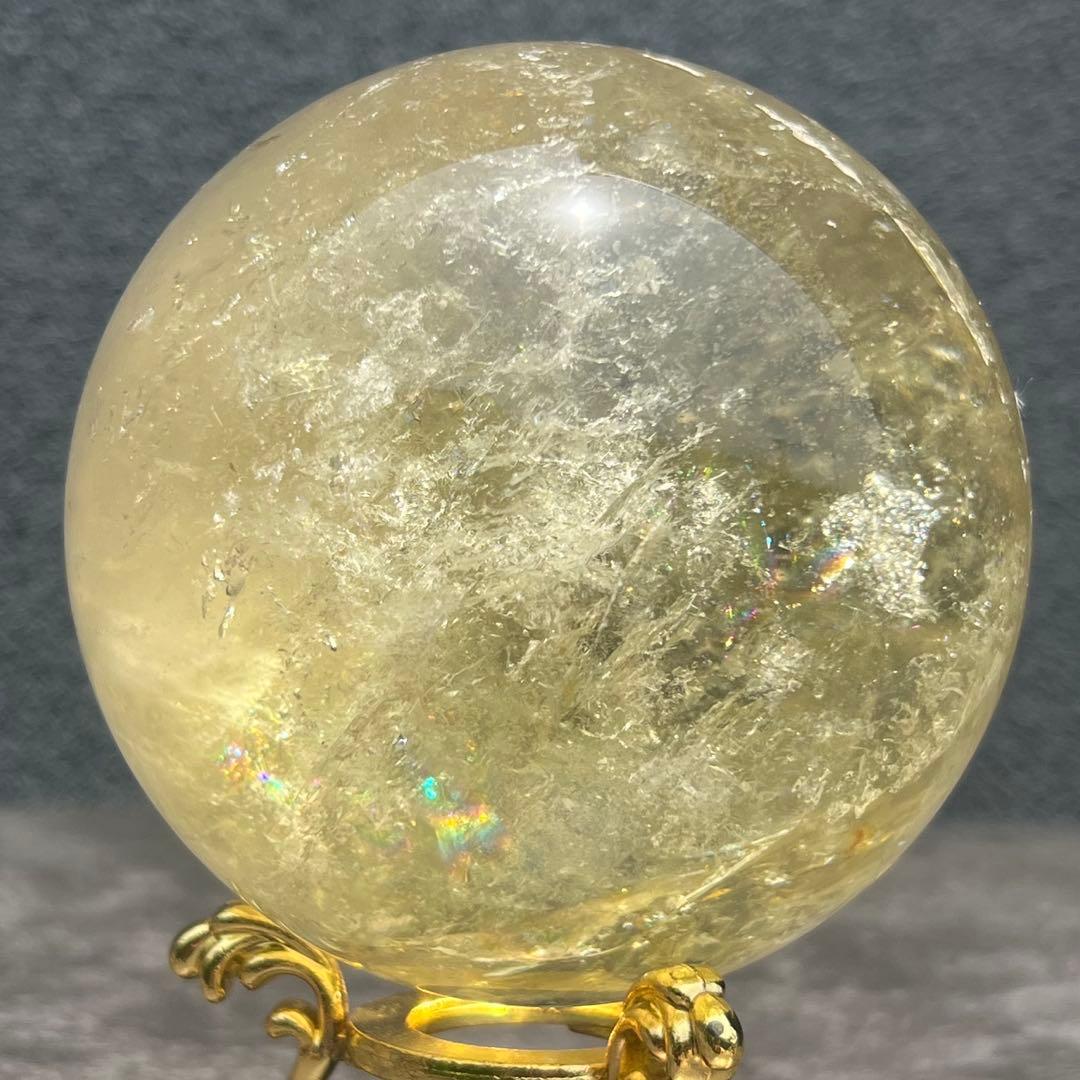 ✳️究極の逸品✨極上品質 美麗黄水晶✨幸運の石✨レインボー シトリン 丸玉 天然石
