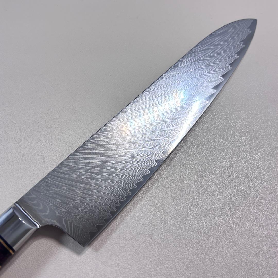 「新品」240mm ダマスカスシェフナイフ ダマスカス牛刀　切れ味抜群︔