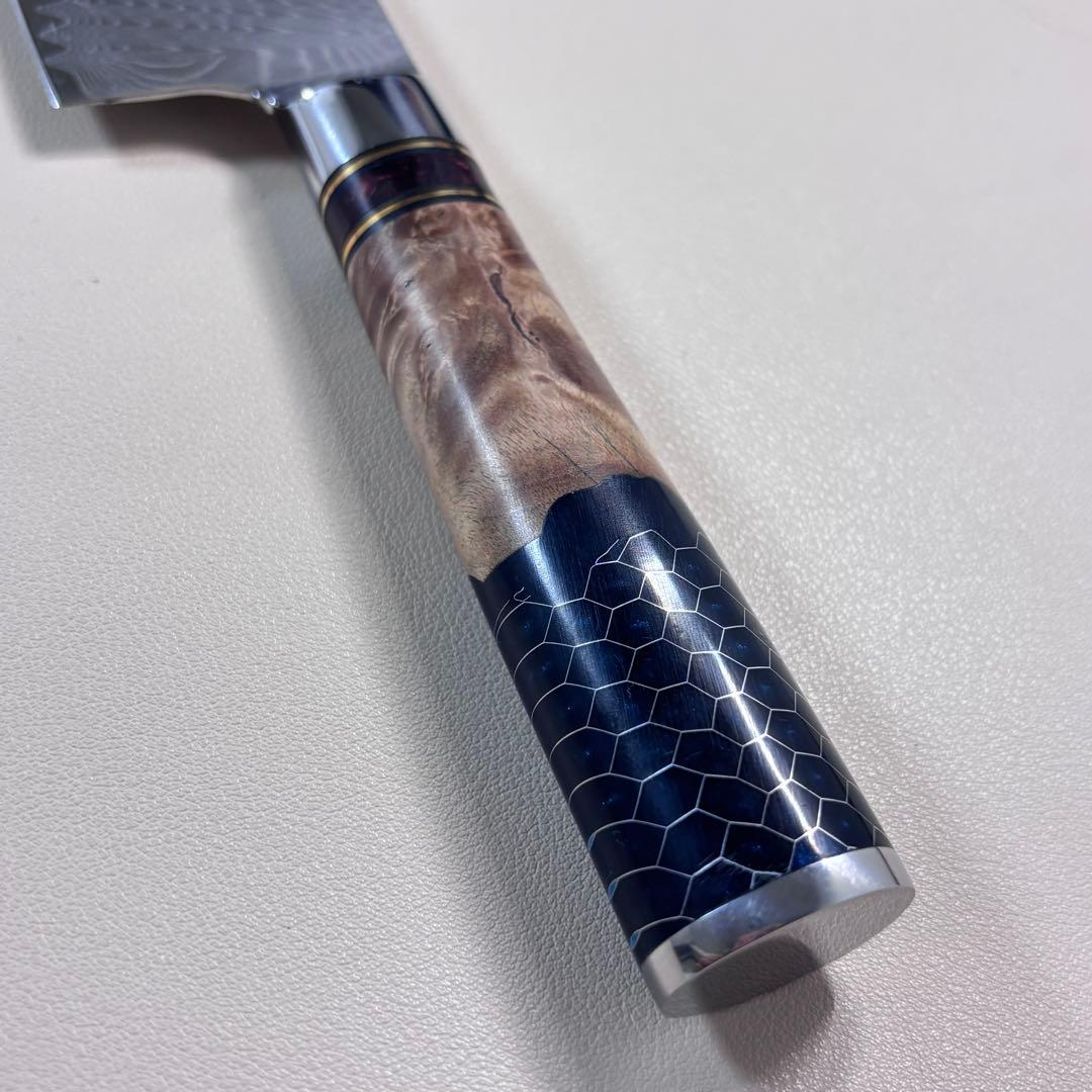 「新品」240mm ダマスカスシェフナイフ ダマスカス牛刀　切れ味抜群︔