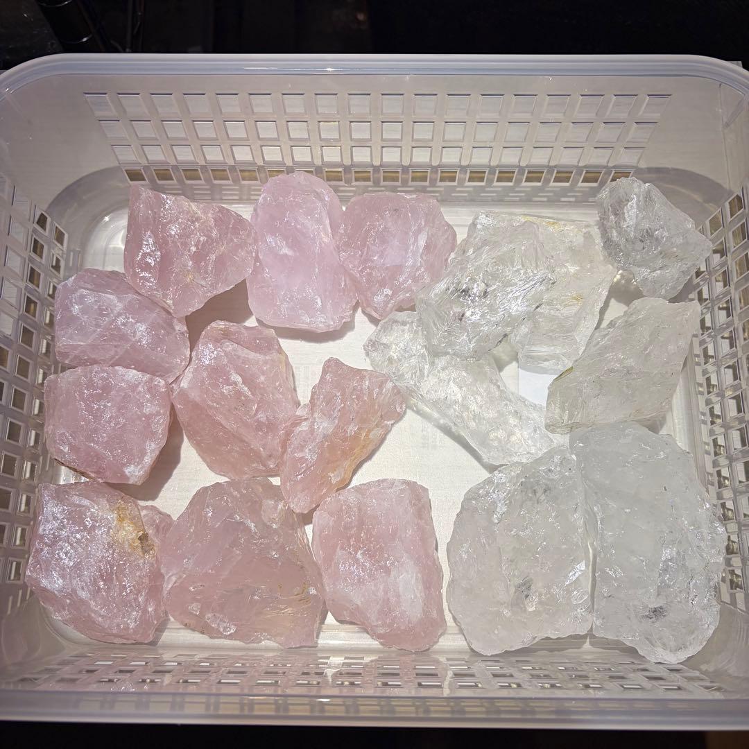 天然石 割り原石 まとめ売(1ロット) 2.5kg（ローズクオーツ・クオーツ）