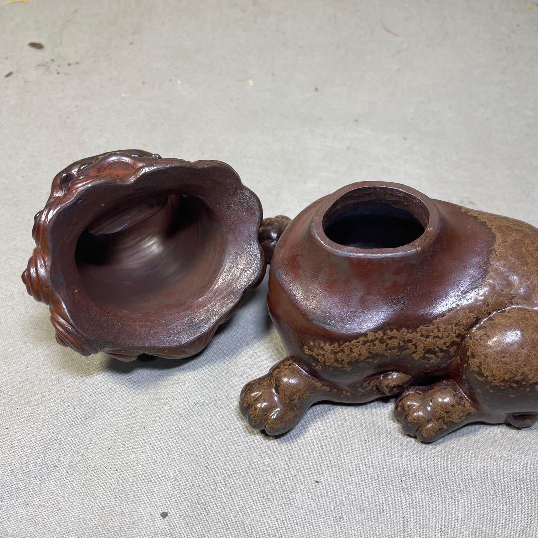 備前焼名工 西村春湖 備前窯獅子香炉