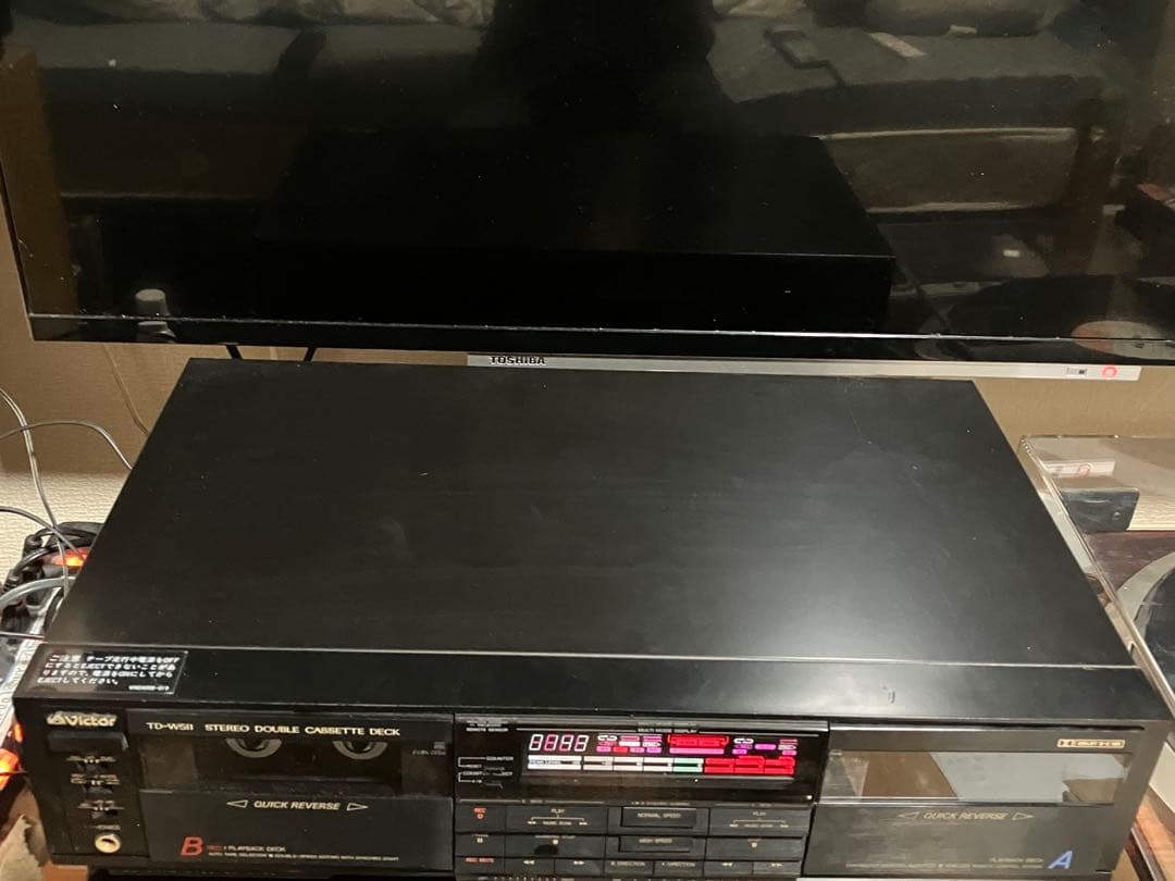 【動作品】Victor TD-W511 ステレオダブルカセットデッキ／リモコン付
