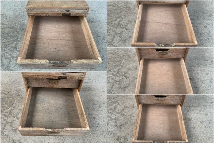 アンティーク 木製 モールガラス 5段小引出し 古道具