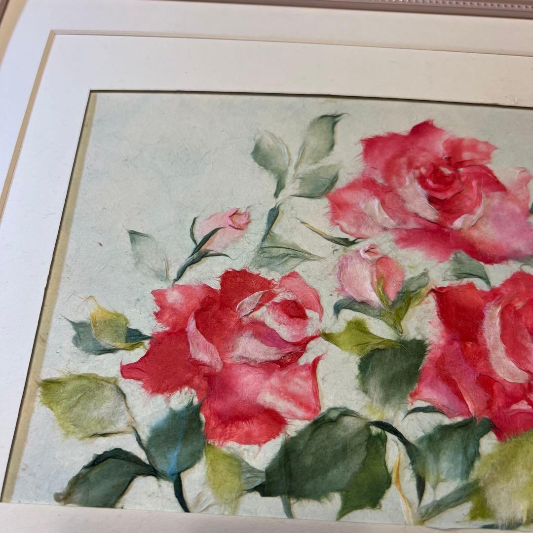 【大幅値下げ】和紙ちぎり絵『薔薇』