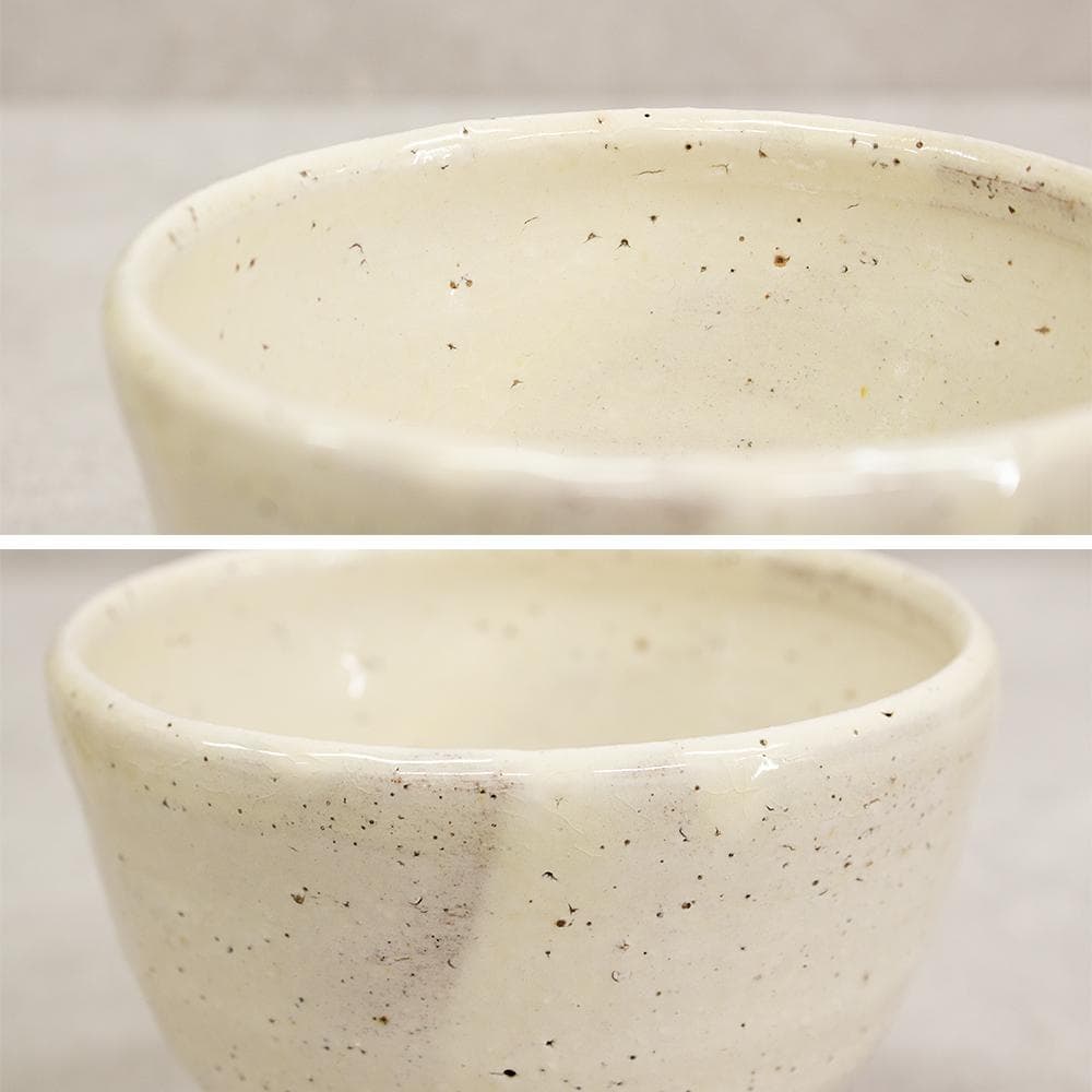 船木研児 白釉茶碗 抹茶碗 共箱 民芸 スリップウェア 茶道具