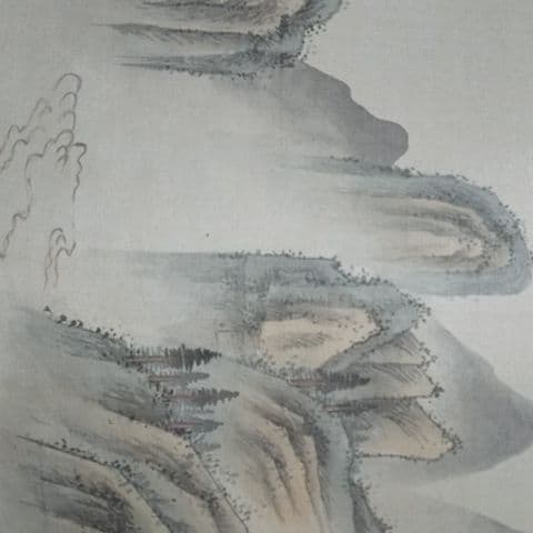 掛け軸   自然  庭   川  山   落ち着き有り。