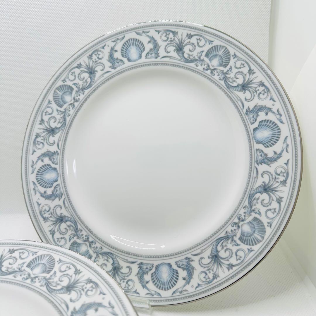 ウェッジウッド ドルフィンホワイト 20.5cmプレート 6枚セット　黒壺