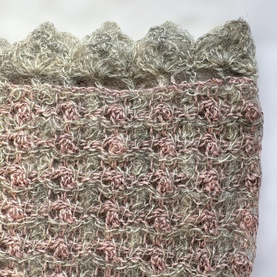 手編みモヘアのピンクグレーのストール