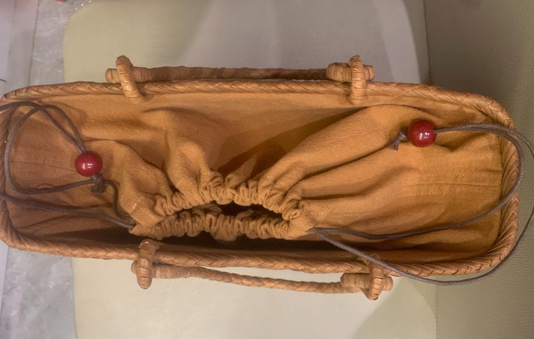 山葡萄 かごバッグ 六角花結び編み 網代編み 変則二重編み 籠 手提げ 内布あり