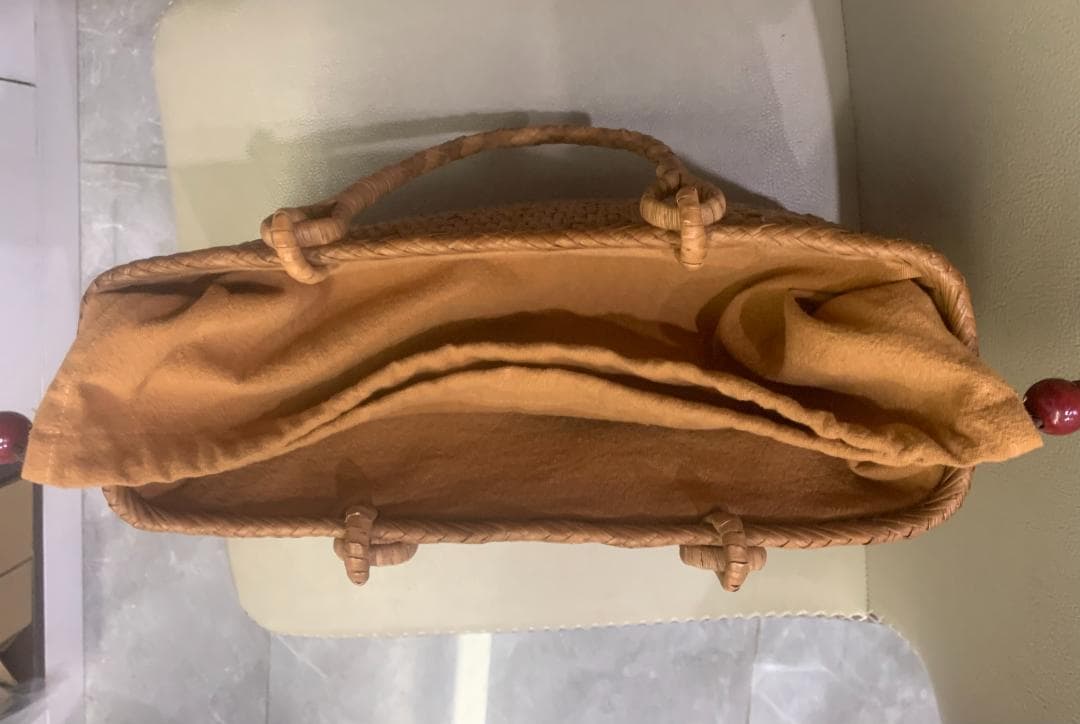 山葡萄 かごバッグ 六角花結び編み 網代編み 変則二重編み 籠 手提げ 内布あり