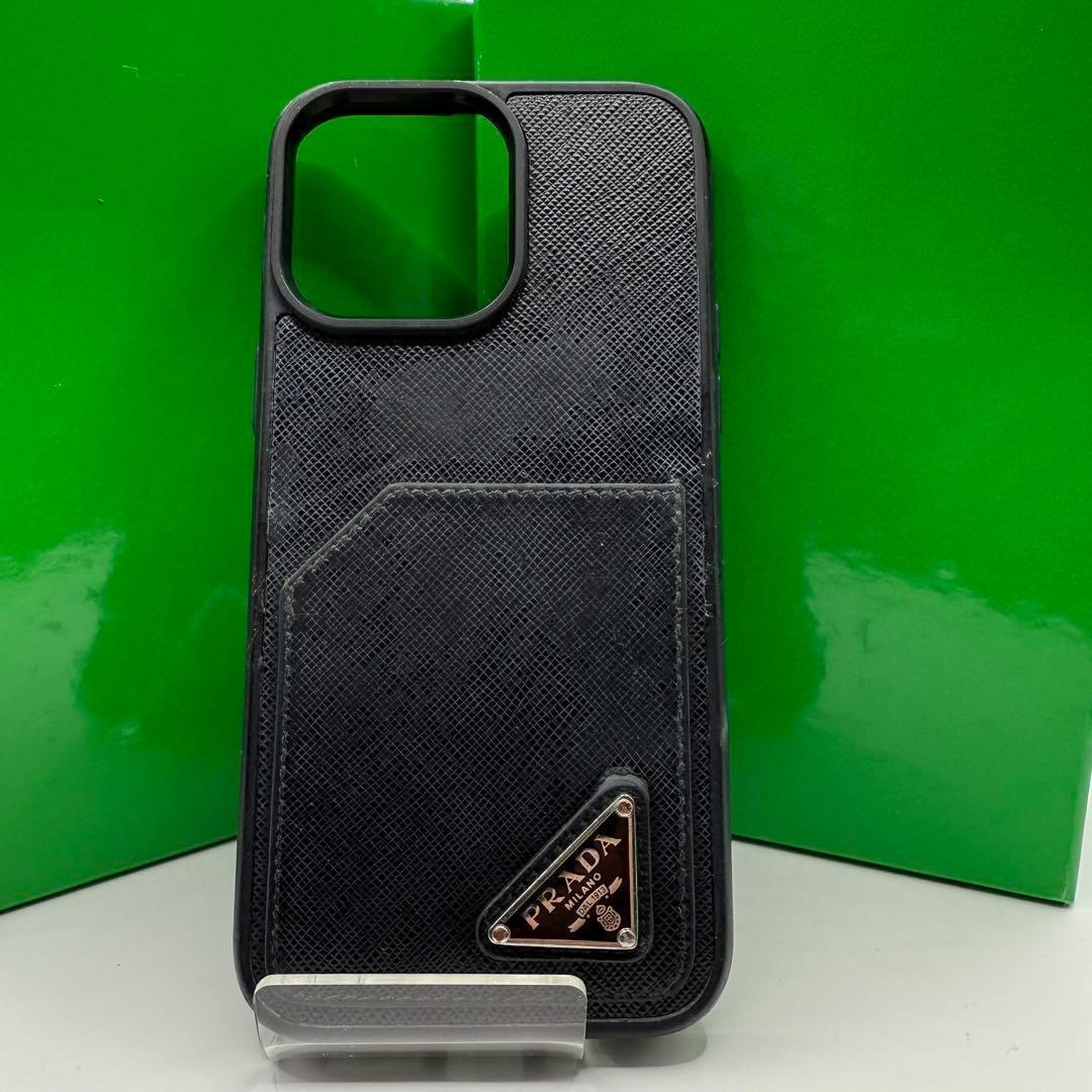 【美品✨】PRADA iPhone14promax スマホケース 三角ロゴ 黒