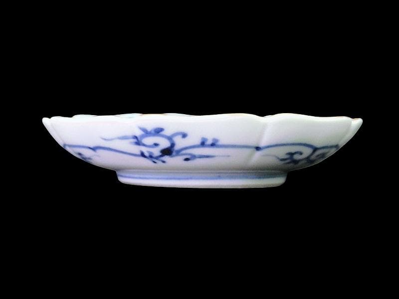 大聖寺伊万里　金襴手　草花に亀甲紋の図　４寸皿　５枚　233AS-CVy