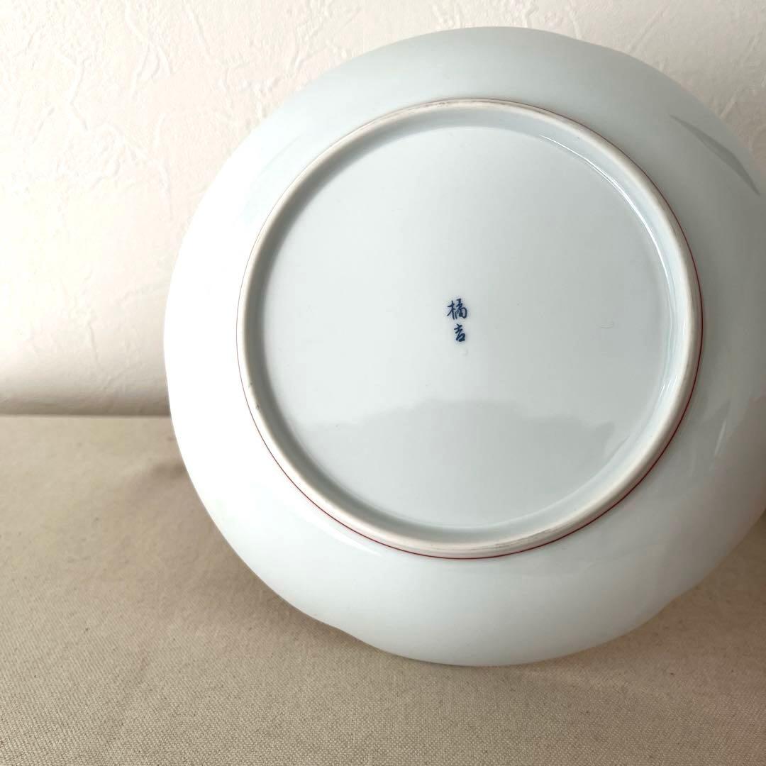 M909 ◯たち吉　花鳥赤絵金彩　輪花プレート【５枚】未使用　中皿