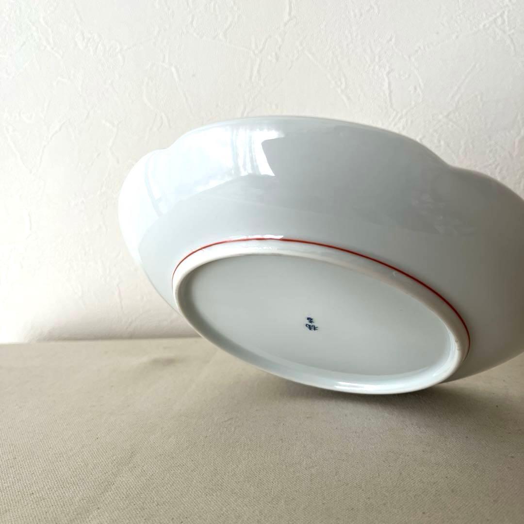 M909 ◯たち吉　花鳥赤絵金彩　輪花プレート【５枚】未使用　中皿