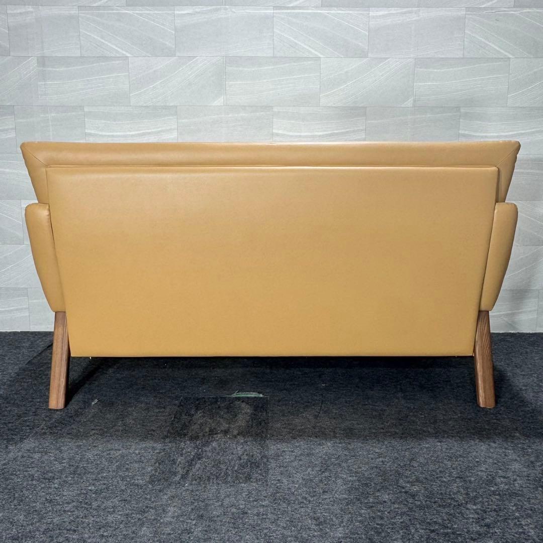 アサヒ木工 ソファ 革張り 3人掛け ウェイク 3P ベージュ d4950