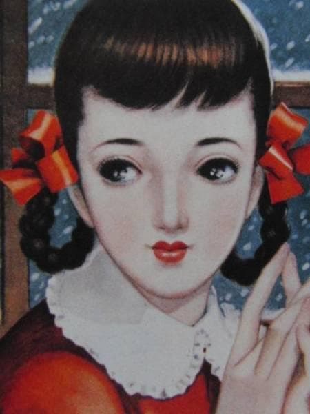 中原 淳一、赤いリボン、希少画集画、新品高級額・額装付、状態良好