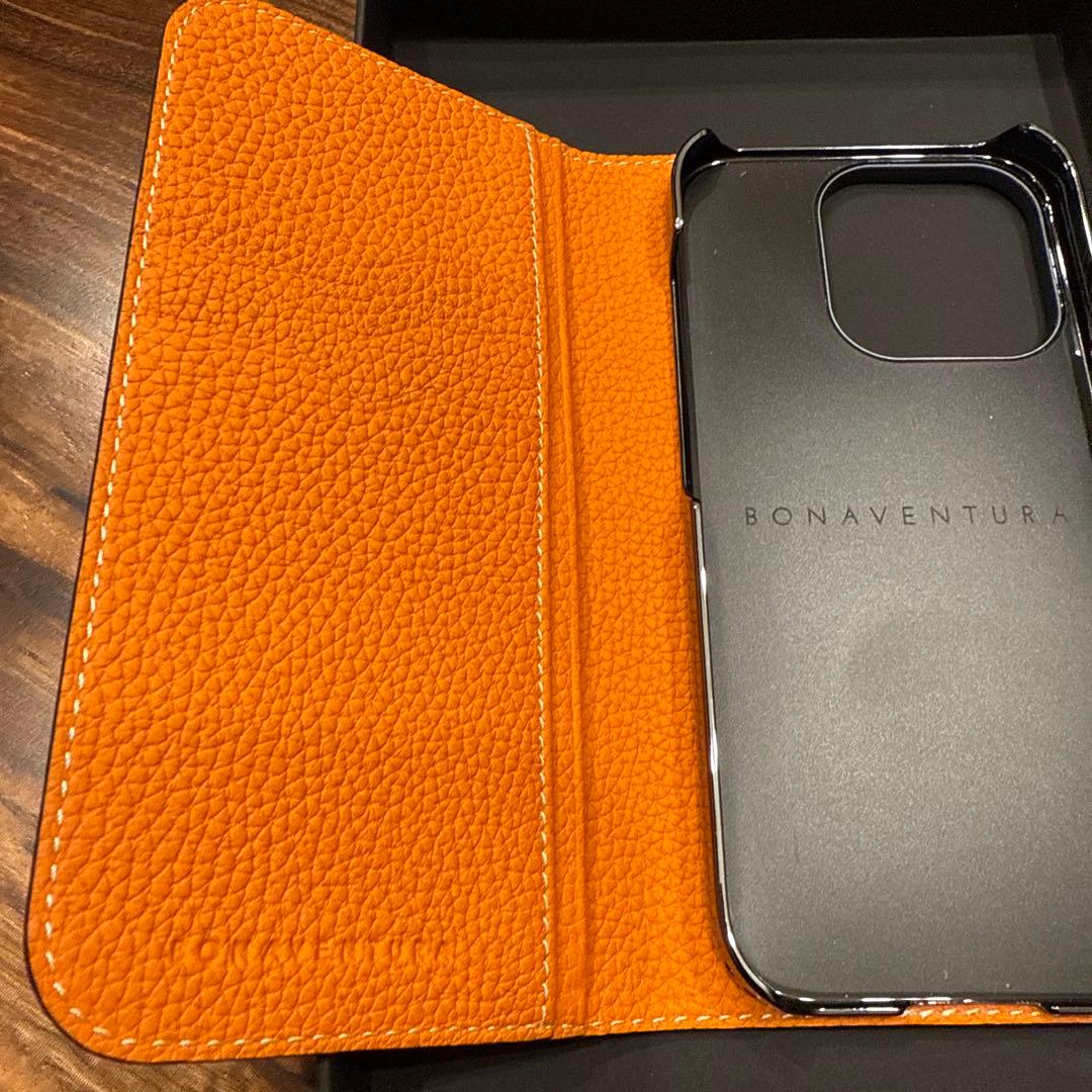 【BONAVENTURA】ネイビー レザー手帳型ケース　iphone16pro