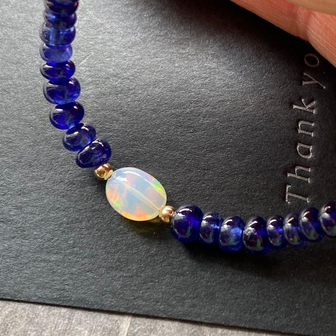 サファイア&プレシャスオパール✴︎14kgfワイヤーブレスレットB154