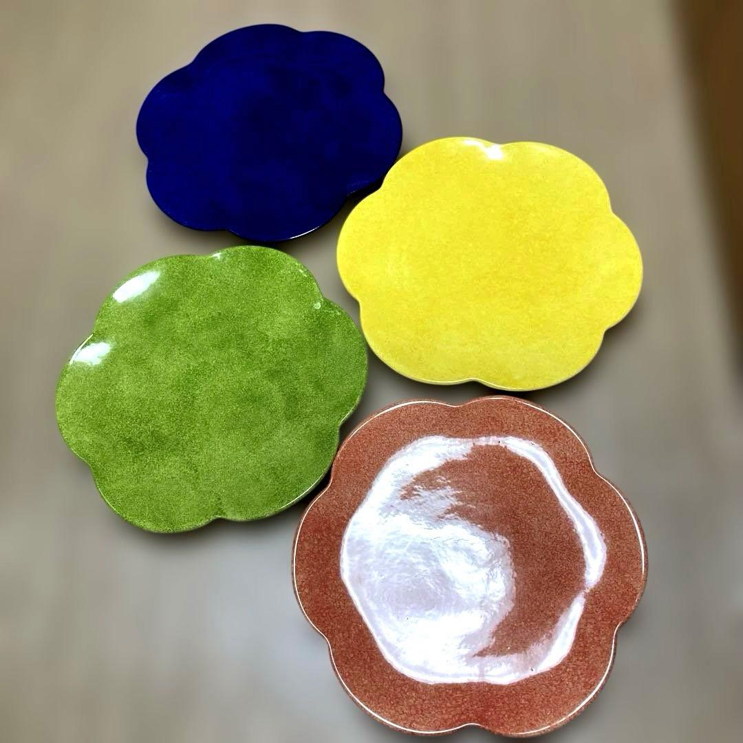 コンランショップで買った4枚の花型皿セット　28cm中型