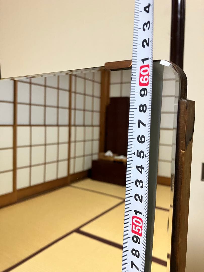 無垢材　鏡台　座鏡　姿見　昭和レトロ　アンティーク