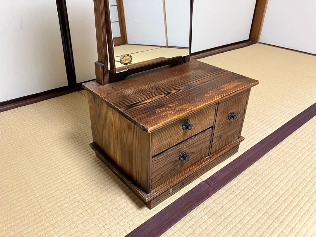 無垢材　鏡台　座鏡　姿見　昭和レトロ　アンティーク