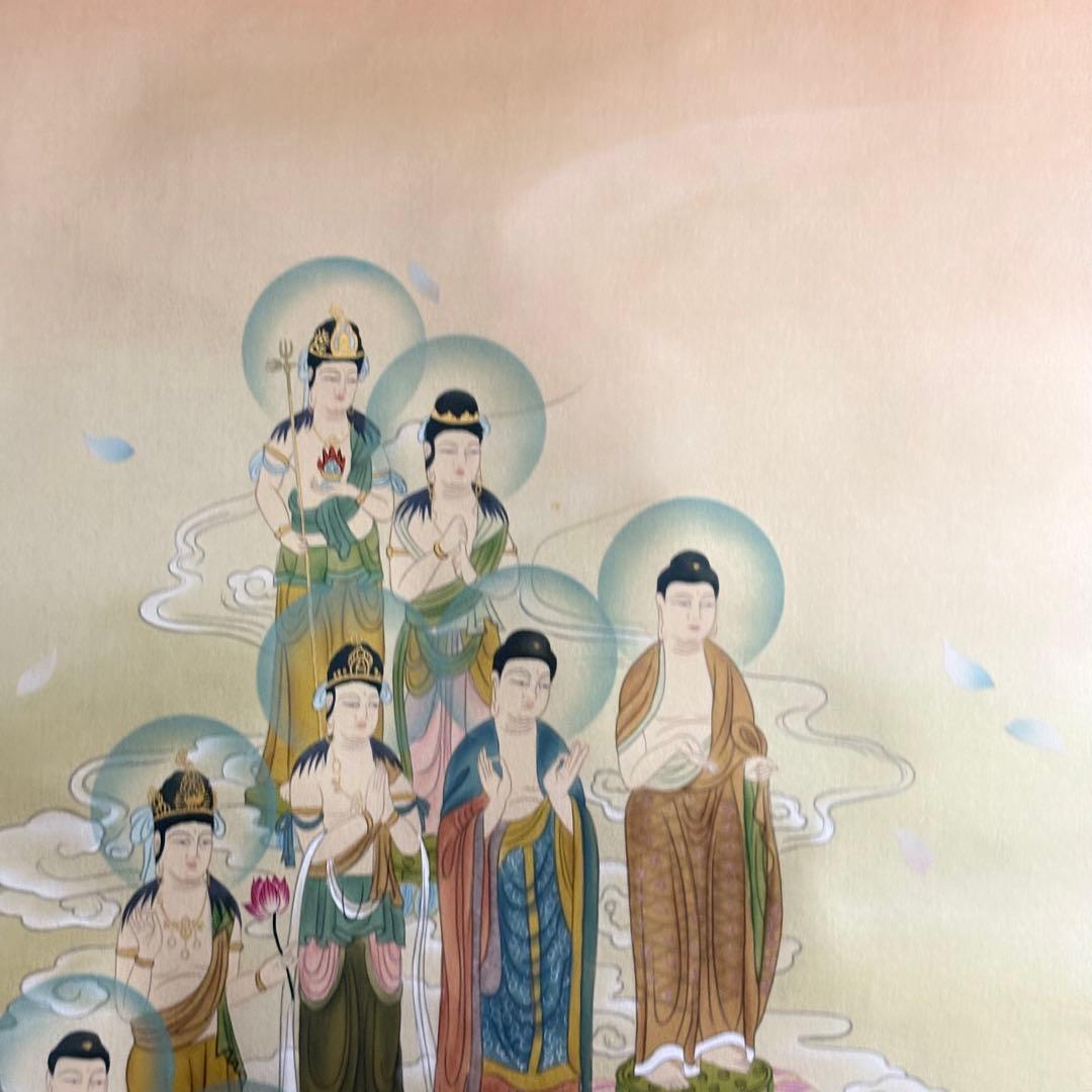 片山白樹「十三佛」掛軸 絹本 共箱 仏画 仏教 仏教美術