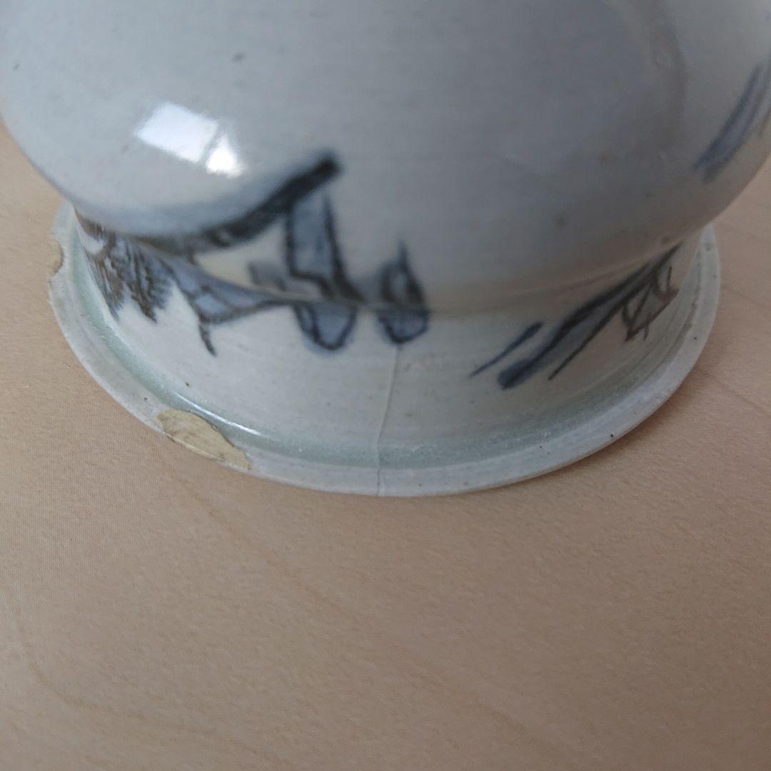 切込焼　香炉　染付山水図