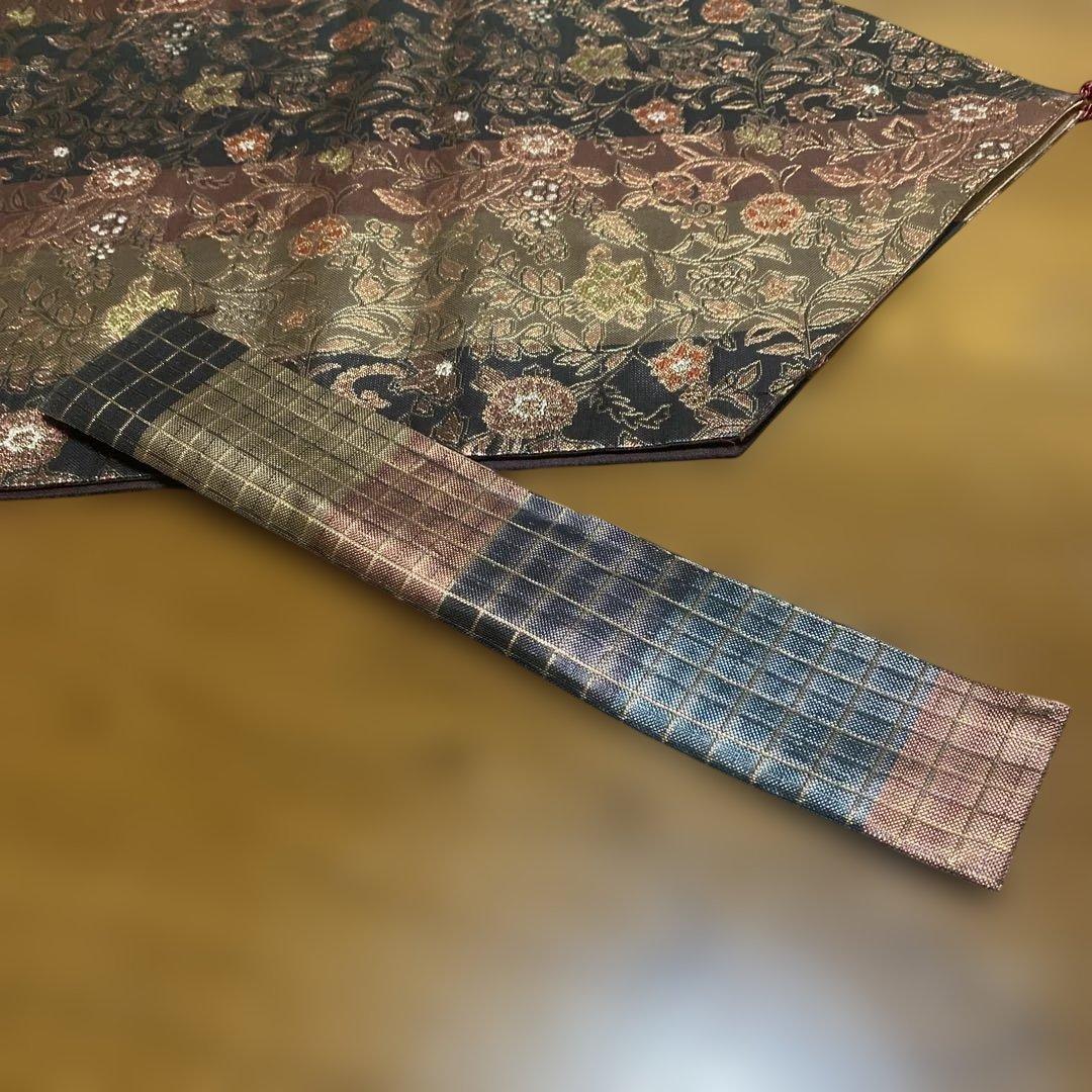 table runner 「金彩更紗」A 帯リメイク　リバーシブル　正絹