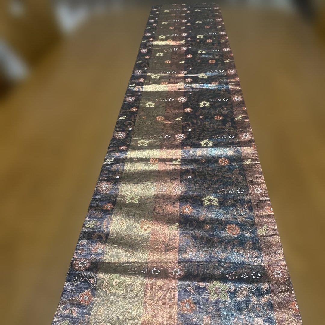 table runner 「金彩更紗」A 帯リメイク　リバーシブル　正絹
