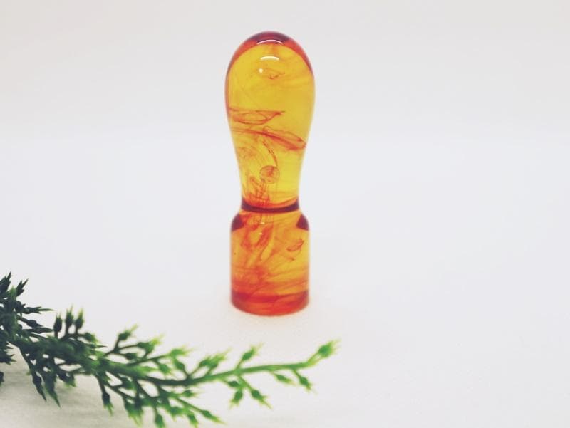 天丸 印面18mm オーダー印鑑　ハンコ（琥珀、コハク）