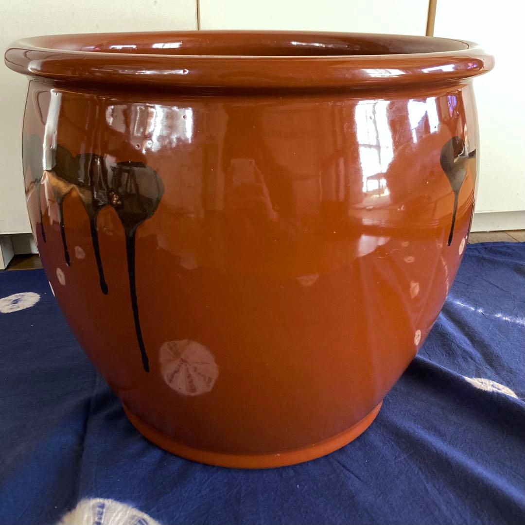 美品 希少 大きい8号 久松 かめ 常滑焼◆丸壺　蓋付　陶器　保存容器　漬物容器