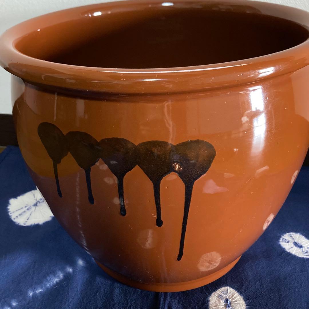 美品 希少 大きい8号 久松 かめ 常滑焼◆丸壺　蓋付　陶器　保存容器　漬物容器