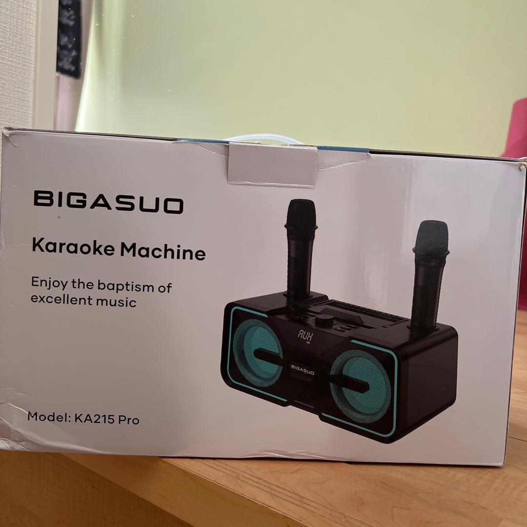 ワイヤレススピーカー ブラック LEDライト付き 2本マイク