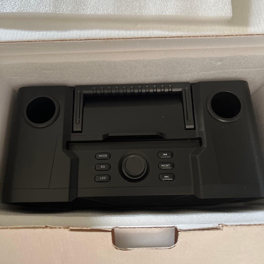 ワイヤレススピーカー ブラック LEDライト付き 2本マイク