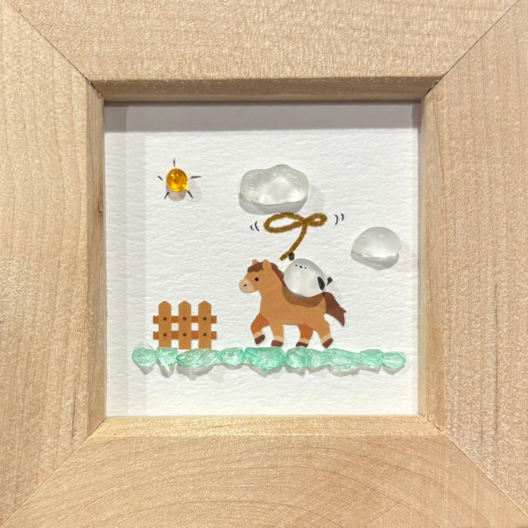 シマエナガの雛人形　。シーグラスアート