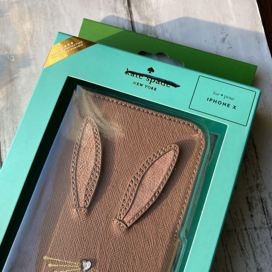 ✨新品✨ケイトスペード /ウサギ／ピンク/iPhoneX/Xs/手帳型ケース