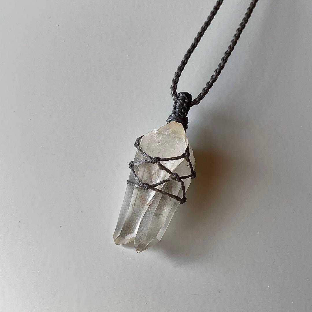 ヒマラヤ水晶 ダブルターミネッテド マクラメペンダント ネックレス 49